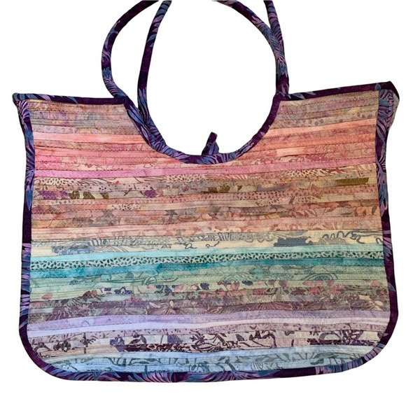 Multicolor Woven Fabric Dual Handle Farmer’s Market Bag Tote/Shoulder Bag NWOT - Picture 3 of 5